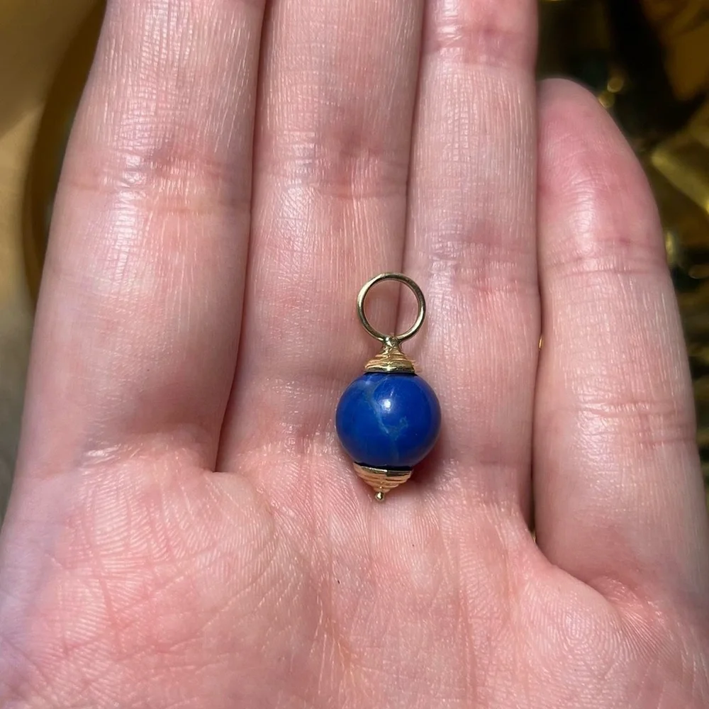 14k yellow gold lapis lazuli pendant - Picture 2 of 2